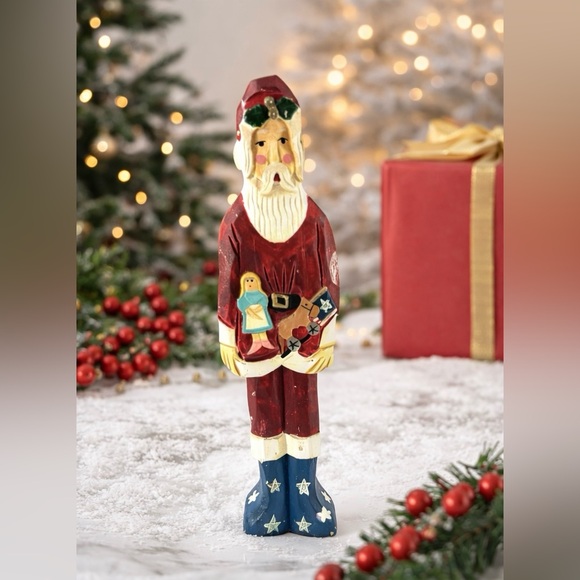 Applause Other - 1993 Applause Wood American Santa 9” Hand Painted Folk Art Patriotic Christmas